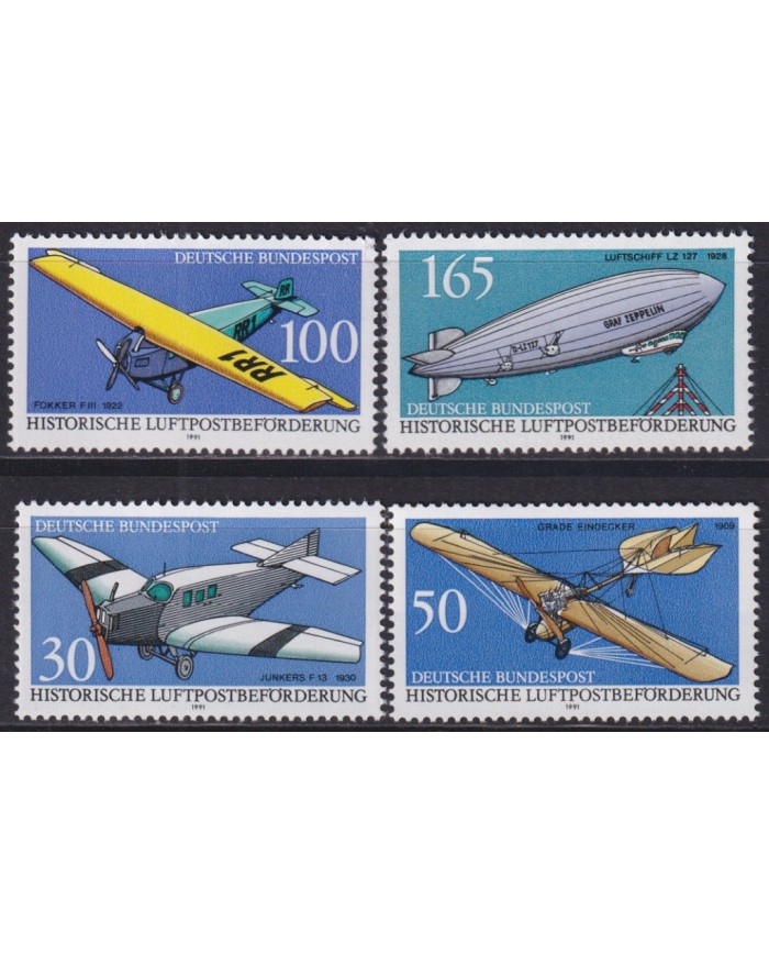 F-EX50068 GERMANY MNH 1991 ZEPPELIN AVIATION AIRPLANE AVION.