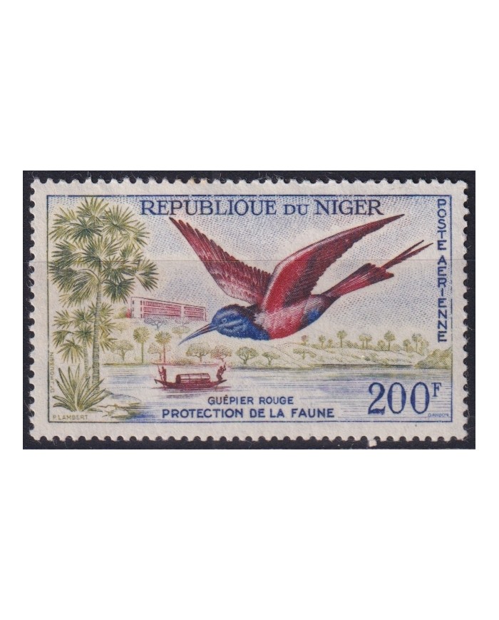 F-EX49903 NIGER MNH 1961 NUBIAN CARMMINE BEE- EASTER BIRD AVES PÁJAROS.