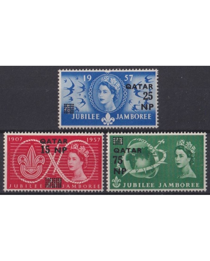 F-EX43680 QATAR MH 1958 OVERPRINT JAMBOREE JUBILEE SCOUTING BOYS SCOUT.