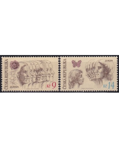 F-EX50144 CZECHOSLOVAKIA 1995 MNH EUROPA PEACE BUTTERFLIES ROSE FLOWER.