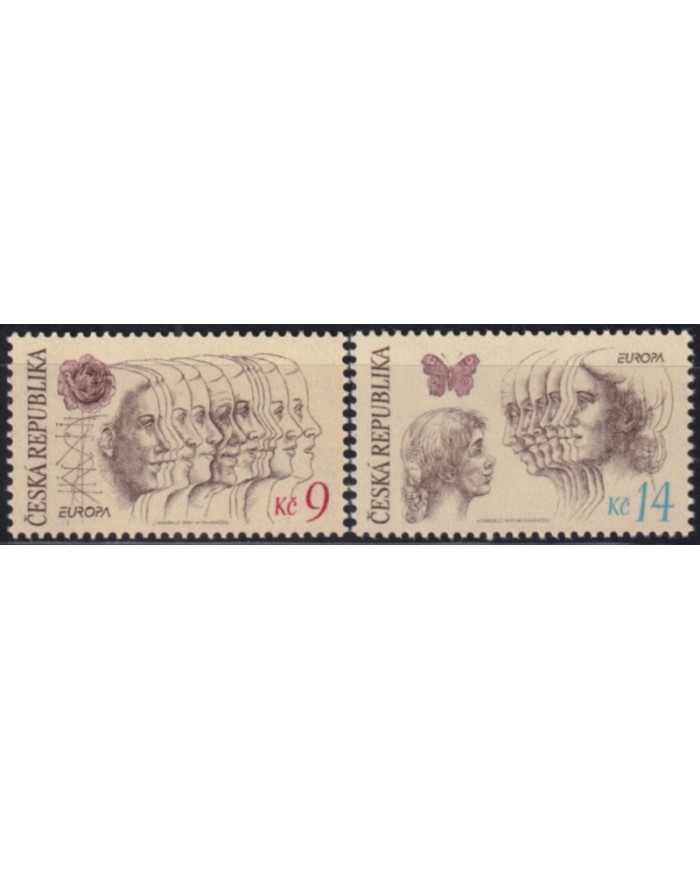 F-EX50144 CZECHOSLOVAKIA 1995 MNH EUROPA PEACE BUTTERFLIES ROSE FLOWER.