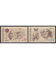F-EX50144 CZECHOSLOVAKIA 1995 MNH EUROPA PEACE BUTTERFLIES ROSE FLOWER.
