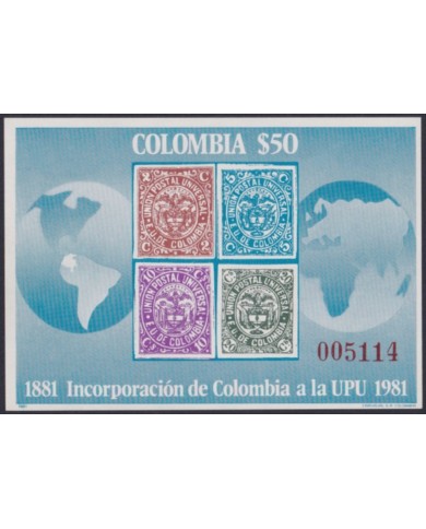 F-EX48389 COLOMBIA 1981 MNH UPU MEMBERSHIP CENTENARIAL ANNIV.