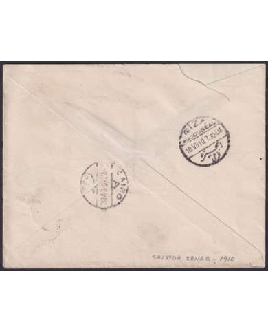 F-EX50117 EGYPT 1910 5m POSTAL STATIONERY INVERTED WATERMARK SEIYIDA ZENAB.