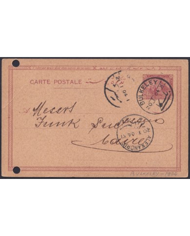 F-EX49973 EGYPT 1904 POSTAL STATIONERY BURKELEY – ALEXANDRIE CARD.