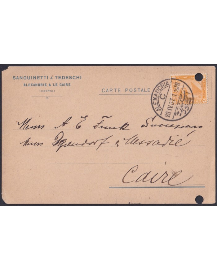 F-EX49974 EGYPT 1907 PYRAMID SPHINX SPECIAL CARD ALEXANDRIE – EL CAIRO.