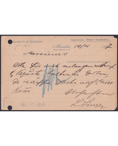 F-EX49974 EGYPT 1907 PYRAMID SPHINX SPECIAL CARD ALEXANDRIE – EL CAIRO.