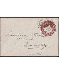 F-EX49975 EGYPT 1891 1m. PYRAMID SPHINX PIANO ALEXANDRIE CARD.