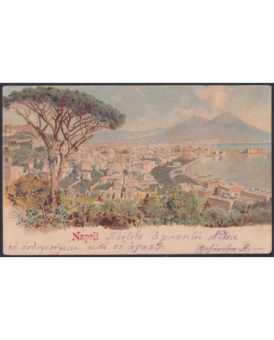 F-EX49977 EGYPT 1901 POSTCARD NAPOLES USED IN EGYPT ALEXANDRIE “A”.