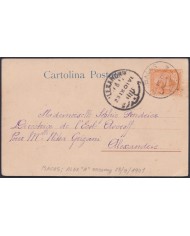 F-EX49977 EGYPT 1901 POSTCARD NAPOLES USED IN EGYPT ALEXANDRIE “A”.