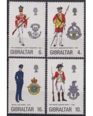 F-EX48371 GIBRALTAR MNH 1974 MILITAR REGIMENT COSTUMES UNIFORMS.