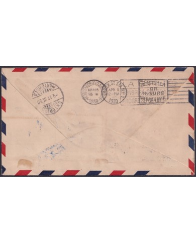 F-EX49917 HAITI 1930 NYRBA ROUTE FIRST FLIGHT COVER TO MONTEVIDEO URUGUAY.