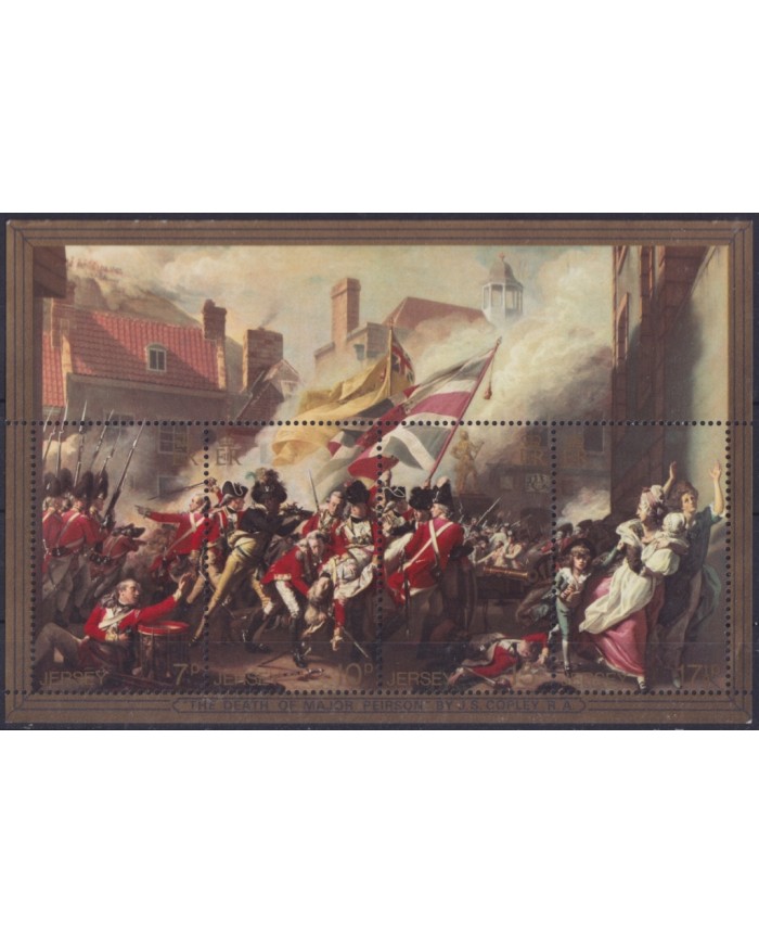 F-EX50243 UK ENGLAND JERSEY 1981 MNH ART J. S. COPLEY DEATH OF MAJOR PEIRSON.