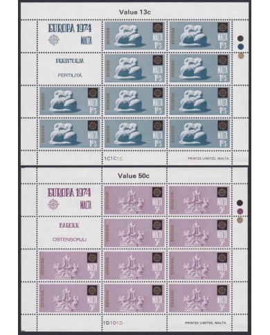 F-EX47966 MALTA MNH 1974 EUROPA SCULTURE SHEET.