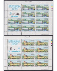 F-EX47963 MALTA MLH (BORDER) 1977 EUROPA BUILDING BRIDGE SHEET.