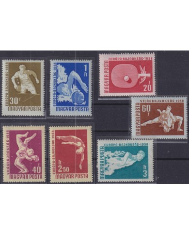 F-EX50617 HUNGARY MNH 1958 EUROPA TENNIS SWIMMING WATERPOLO.