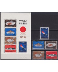 F-EX50493 JAPAN MH SHEET WITH LITTLE BEND 1964 TOKIO OLYMPIC GAMES PAVILLION.