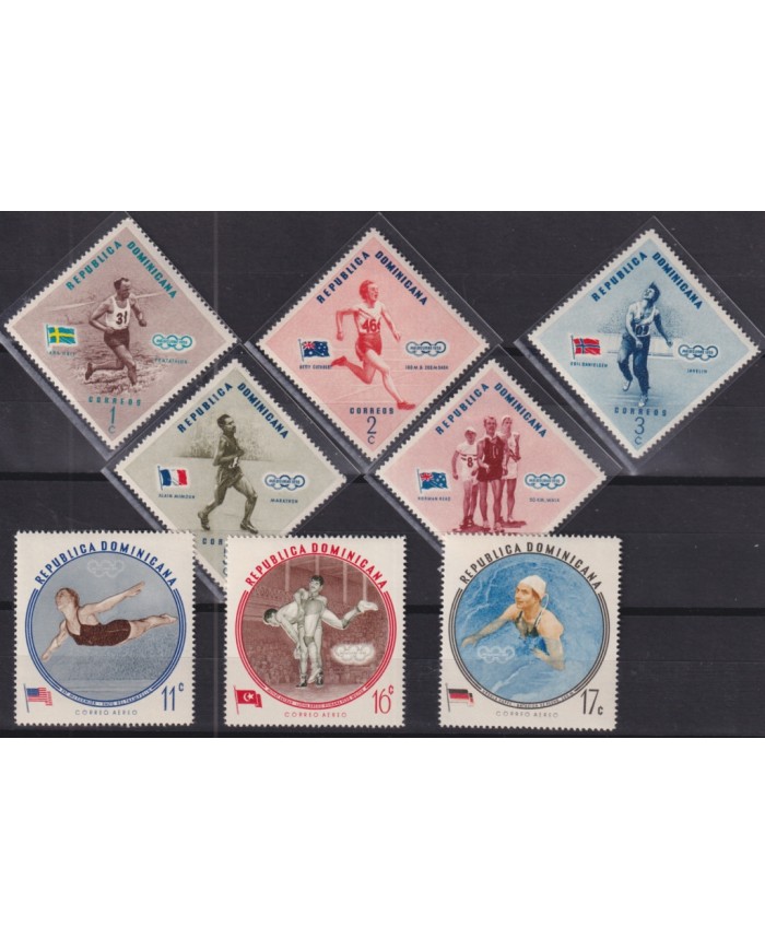 F-EX50476 DOMINICANA REP MH 1956 MELBOURNE OLYMPIC GAMES ATHLETISM POLO SKITING.