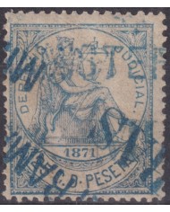 DER-230 PUERTO RICO REVENUE 1871 25c DERECHO JUDICIAL PROOF MUESTRA ULTRAMAR.