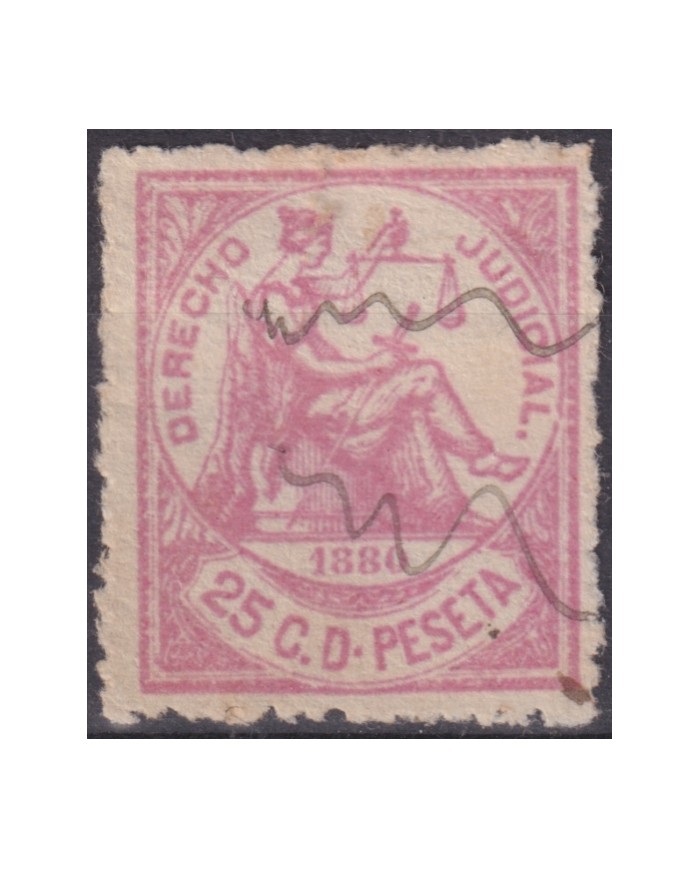 DER-240 PUERTO RICO REVENUE 1880 25c DERECHO JUDICIAL USED.