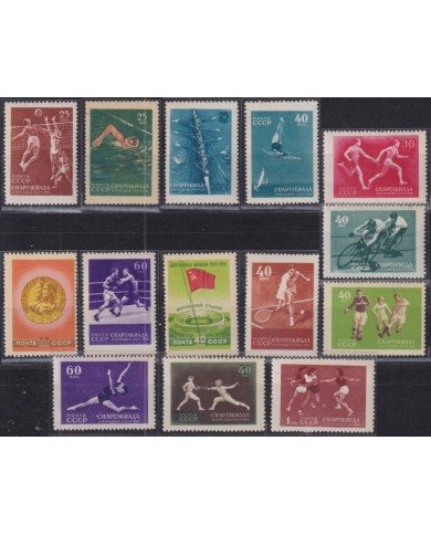 F-EX50474 RUSSIA MNH 1956 SPORT ATHLETISM SWIMMING FENCING GYMNASTICS SOCCER TENNIS CYCLING SAILING.