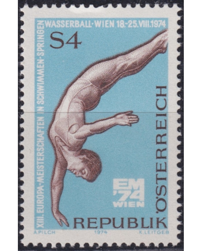 F-EX50692 AUSTRIA MNH 1974 SPORT EUROPA SWIMMING CHAMPIONCHIP.
