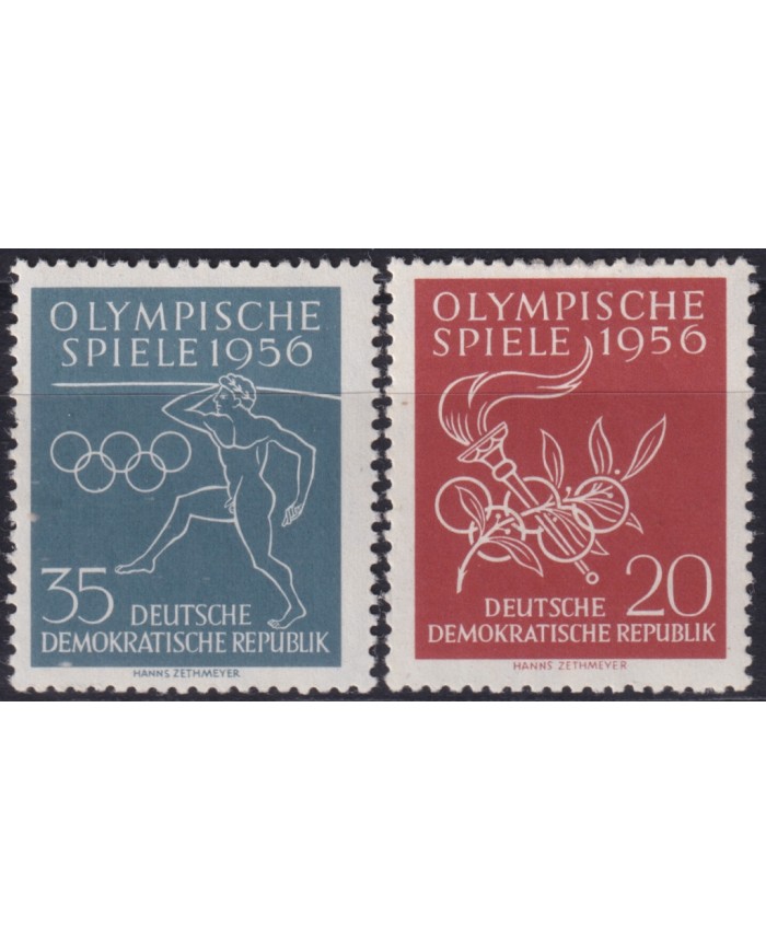 F-EX50642 GERMANY DDR MNH 1956 OLYMPIC GAMES ATHLETISM.
