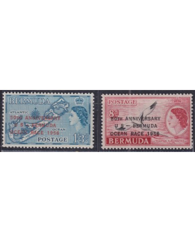 F-EX50644 BERMUDA MNH 1956 50th ANNIV USA – BERMUDA OCEAN SAILING RACE.