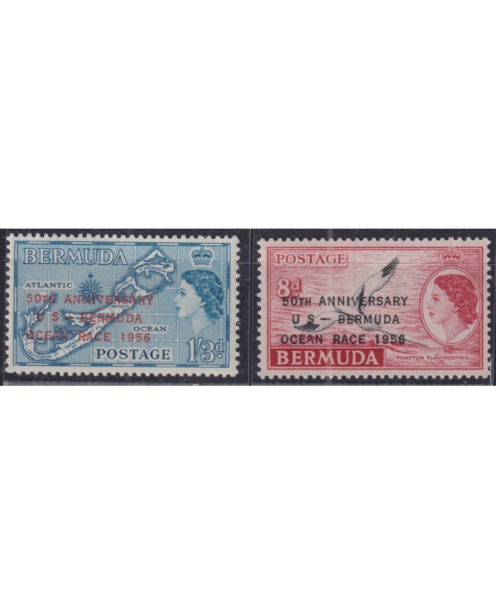 F-EX50644 BERMUDA MNH 1956 50th ANNIV USA – BERMUDA OCEAN SAILING RACE.