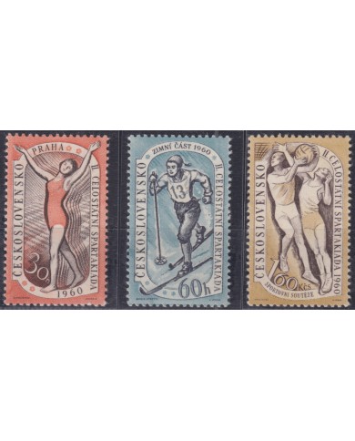 F-EX50682 CZECHOSLOVAKIA MNH 1960 SPARTAK SPARTACIST BASKET SKI GYMNASTICS.
