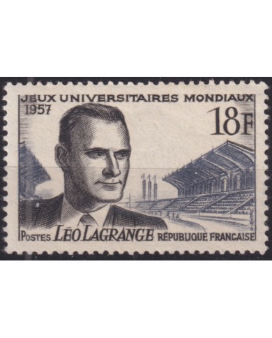 F-EX50696 FRANCE MNH 1957 WORLD UNIVERSITY GAMES LEO LAGRANGE.