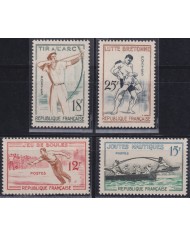 F-EX50657 FRANCE MNH 1958 SPORT BOWLING ARCHERY WRESTLING.