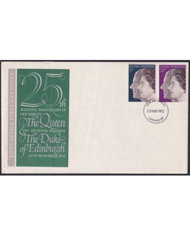 F-EX51246 UK ENGLAND FDC 1972 CAMBRIDGE SILVER WEDDING QUEEN ELIZABETH. F-EX51246 UK ENGLAND FDC 1972 CAMBRIDGE SILVER WEDDING QUEEN ELIZABETH.