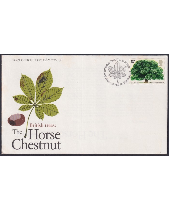 F-EX51256 UK ENGLAND FDC 1974 EDINBURGH BRITISH TREE HORSE CHESNUT.