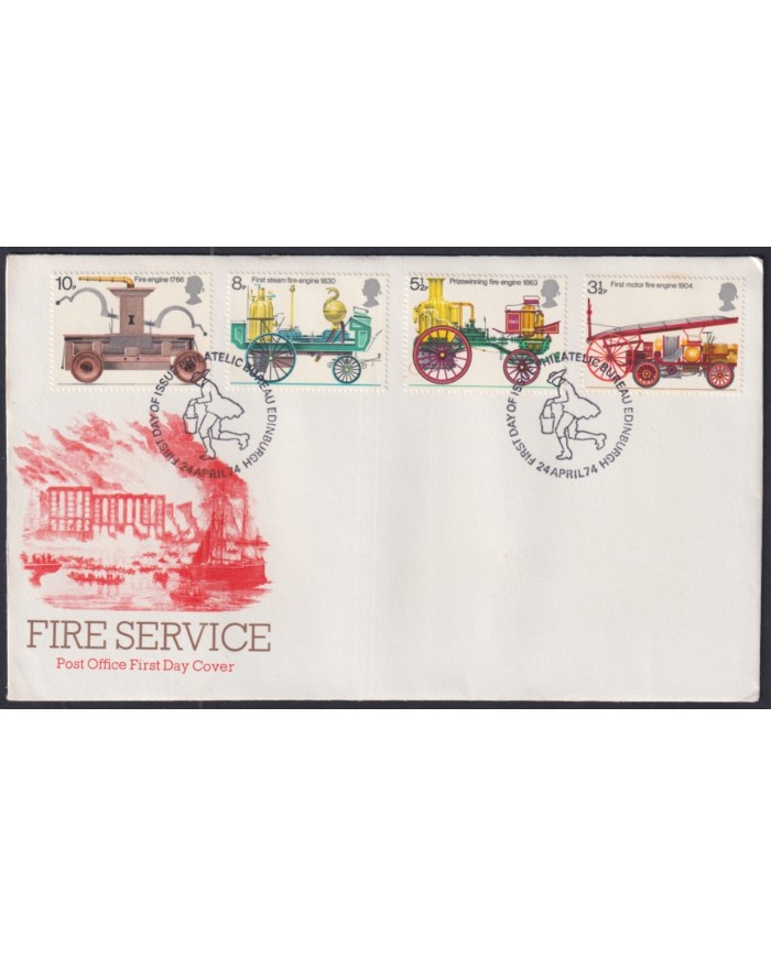 F-EX51258 UK ENGLAND FDC 1974 EDINBURGH FIRE SERVICE CAR FIREMAN. F-EX51258 UK ENGLAND FDC 1974 EDINBURGH FIRE SERVICE CAR FIREMAN.