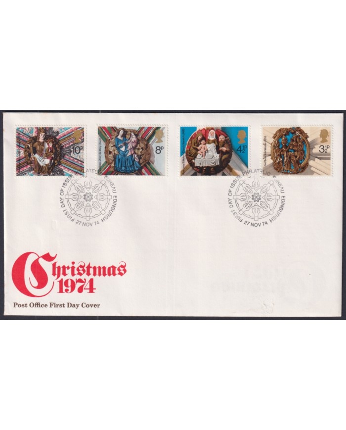 F-EX51264 UK ENGLAND FDC 1974 EDINBURGH CHRISTMAS NAVIDAD ART SCULTURE. F-EX51264 UK ENGLAND FDC 1974 EDINBURGH CHRISTMAS NAVIDAD ART SCULTURE.