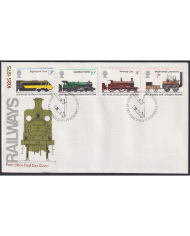 F-EX51268 UK ENGLAND FDC 1975 EDINBURGH HISTORY OF RAILROAD FERROCARRIL TRAIN. F-EX51268 UK ENGLAND FDC 1975 EDINBURGH HISTORY OF RAILROAD FERROCARRIL TRAIN.