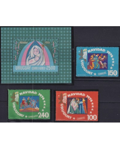 F-EX50516 URUGUAY MNH 1974 CHRISTMAS NAVIDAD ART DRAWING.