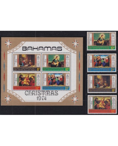F-EX50517 BAHAMAS MNH 1974 CHRISTMAS NAVIDAD ART PAINTING ANDREA PREVITALI STELLA.