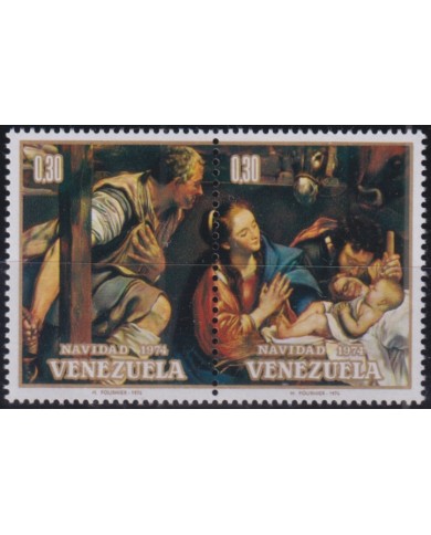 F-EX50808 VENEZUELA MNH 1974 CHRISTMAS NAVIDAD ART PAINTING.