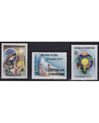 F-EX50890 DOMINICANA REP MNH 1974 CHRISTMAS NAVIDAD ART DRAWING PIGEON BIRD.