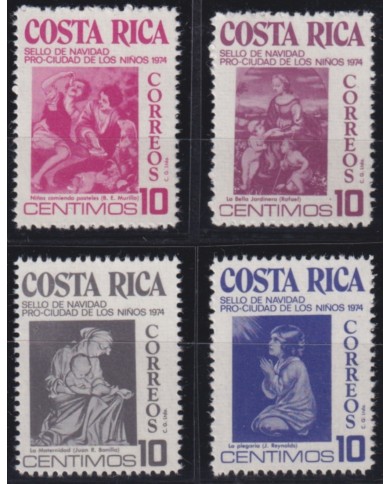 F-EX50941 COSTA RICA MNH 1974 CHRISTMAS NAVIDAD PRO CHILD CITY MURILLO RAPHAEL.