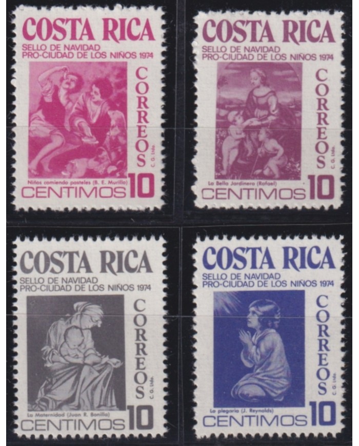 F-EX50941 COSTA RICA MNH 1974 CHRISTMAS NAVIDAD PRO CHILD CITY MURILLO RAPHAEL.