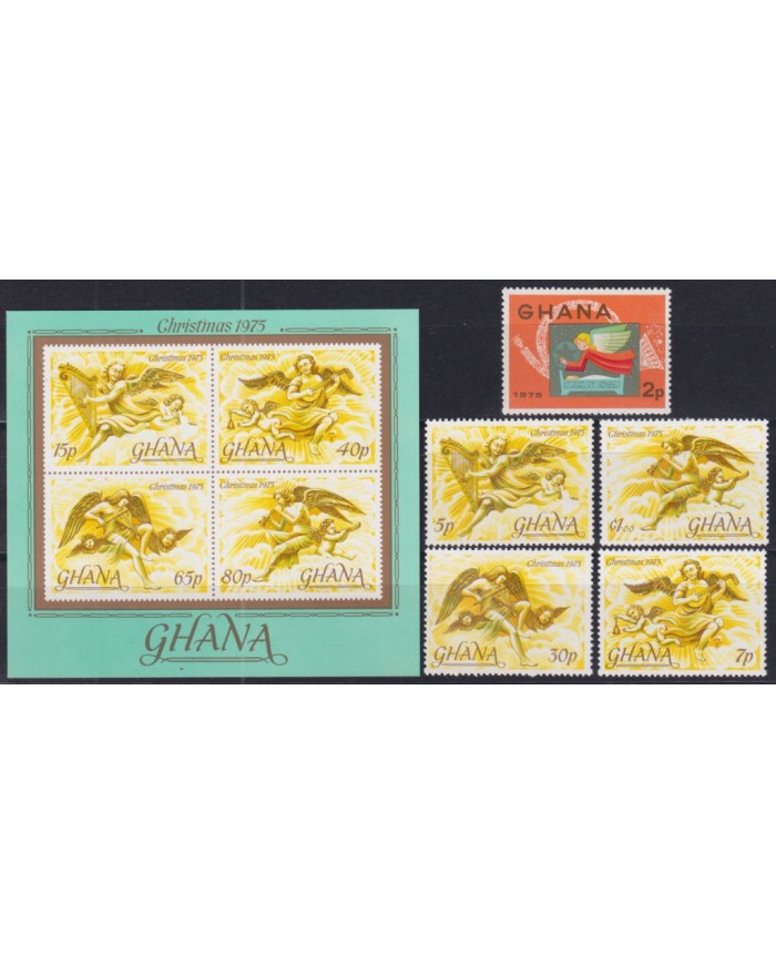F-EX50946 GHANA MNH 1975 CHRISTMAS NAVIDAD ART DRAWING ANGELS.