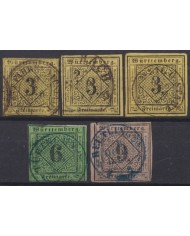 F-EX45669 GERMANY WURTTEMBERG 1851 STAMPS LOT.