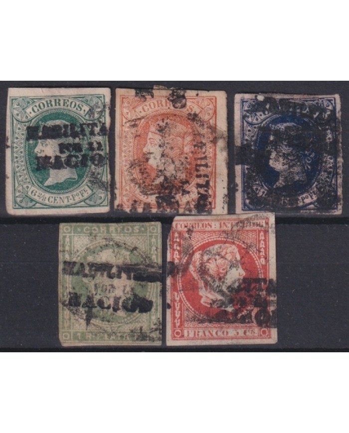 F-EX45671 PHILIPPINES IS SPAIN 1868 HABILITADO POR LA NACION OVERPRINT STAMPS.