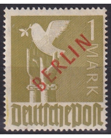 F-EX45674 GERMANY 1946 1 mk OVERPRINT BERLIN IN RED HIGHT VALUE.