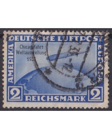 F-EX45722 GERMANY 1933 2 mks ZEPPEL GERMANY 1933 2 mks ZEPPELIN CHIGAGO FLIGHT.