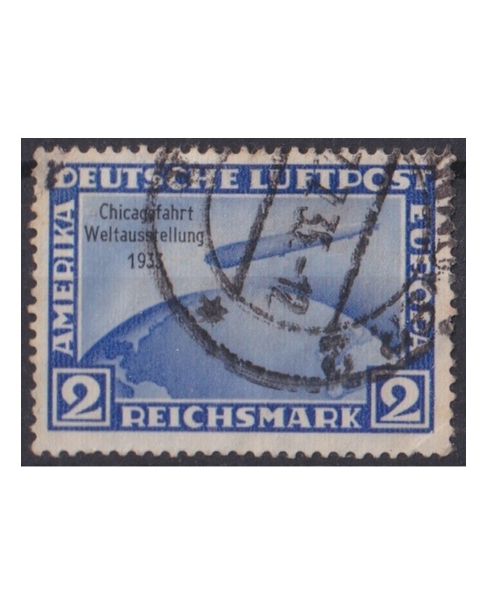 F-EX45722 GERMANY 1933 2 mks ZEPPEL GERMANY 1933 2 mks ZEPPELIN CHIGAGO FLIGHT.