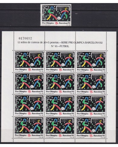 F-EX51086 SPAIN ESPAÑA MNH 1989 OLYMPIC BARCELONA MINISHEET Nº10 SOCCER FOOTBALL.